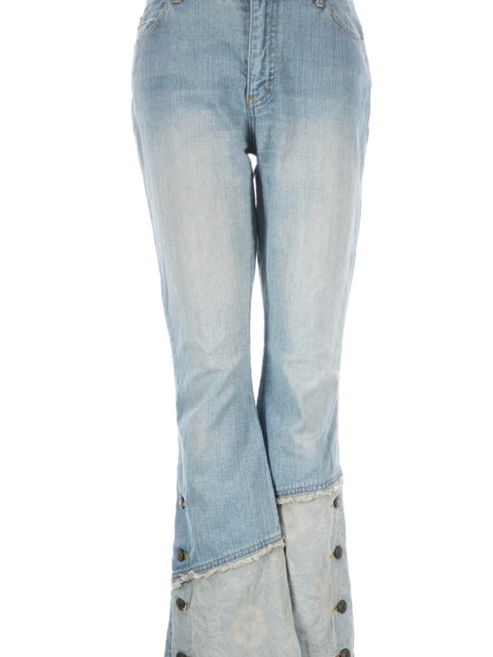 Light Blue Women's Flared Button-Trim Jeans